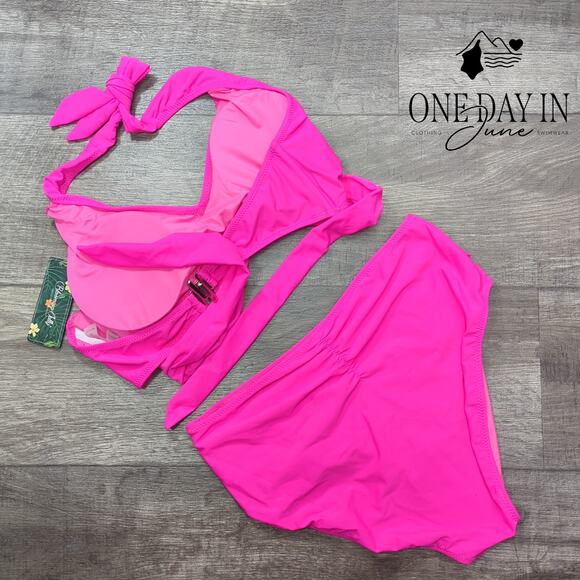 Blooming Jelly Cross Front High Waist Bikini Swimsuit Size L - Picture 7 of 7